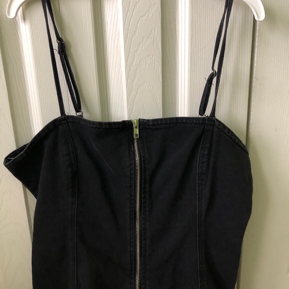 Black Denim Zipup Dress - Picture 3 of 9